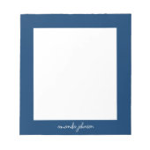 Professional Modern Navy Blue Monogram Full Name Notitieblok (Voorkant)