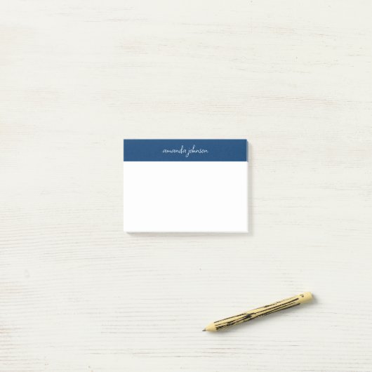 Professional Modern Navy Blue Monogram Full Name Post-it® Notes (Op bureau)
