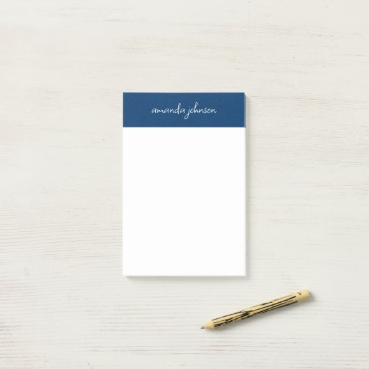 Professional Modern Navy Blue Monogram Full Name Post-it® Notes (Op bureau)
