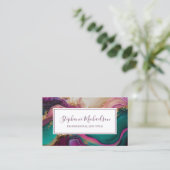 Professional modern Paars Blauwgroen Gold Abstract Visitekaartje (Staand voorkant)
