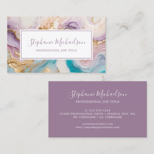 Professional modern Paars Gold Blauwgroen Abstract Visitekaartje (Voorkant / Achterkant)