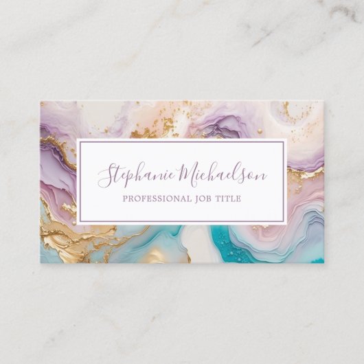 Professional modern Paars Gold Blauwgroen Abstract Visitekaartje (Voorkant)