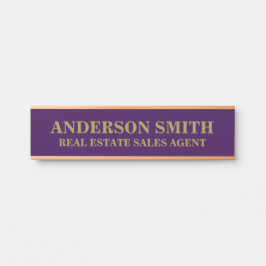 Professional Modern purple Gold Office Name Title  Deurbordje