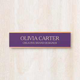 Professional Modern purple Gold Office Name Title Deurbordje