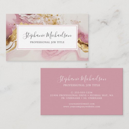 Professional modern roze Gold Abstract Visitekaartje (Voorkant / Achterkant)