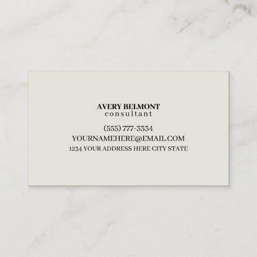 Professional Modern Simple Black Minimalist Busine Visitekaartje (Achterkant)