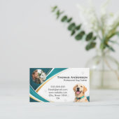 Professional Modern Teal & Gold Dog Trainer Custom Visitekaartje (Staand voorkant)