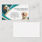 Professional Modern Teal & Gold Dog Trainer Custom Visitekaartje (Voorkant / Achterkant)