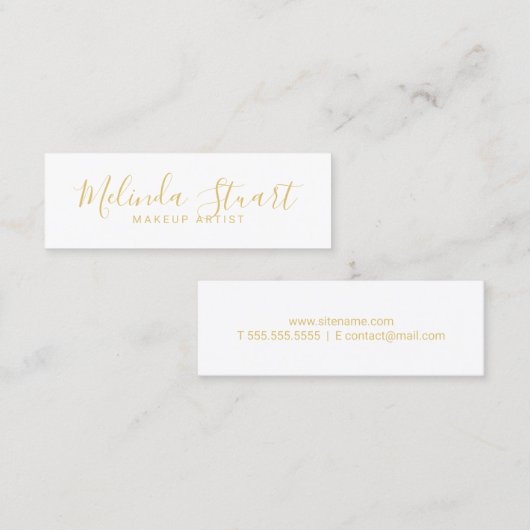 Professional Modern White en Gold Mini Visitekaartje (Voorkant / Achterkant)