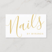 Professional Modern White en Gold Nail Salon Visitekaartje (Voorkant)