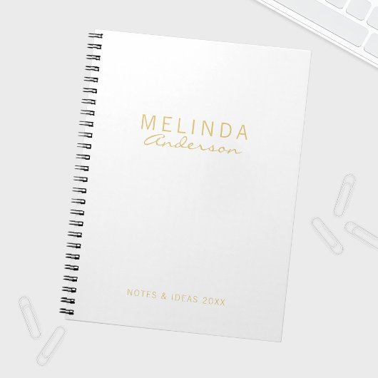Professional Modern White en Gold Notitieboek