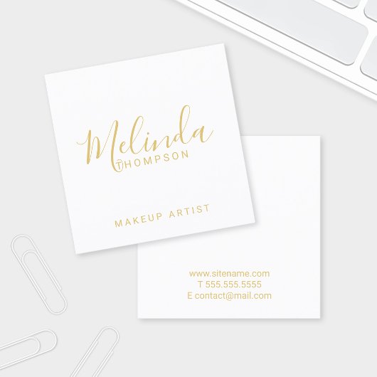 Professional Modern White en Gold Vierkante Visitekaartje