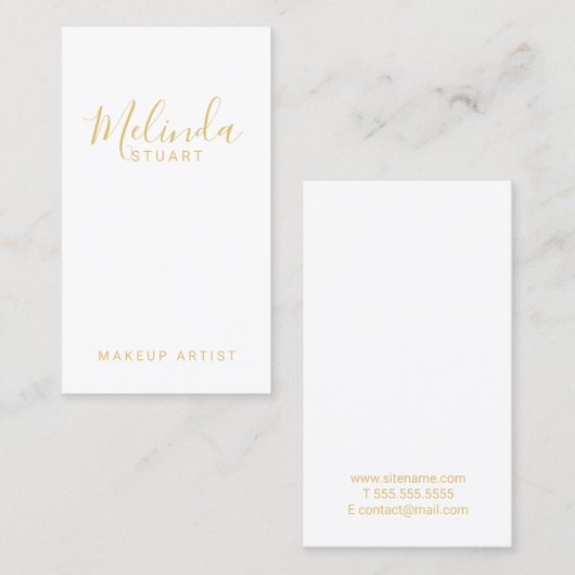 Professional Modern White en Gold Visitekaartje (Voorkant / Achterkant)