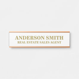 Professional Modern white Gold Office Name Title  Deurbordje