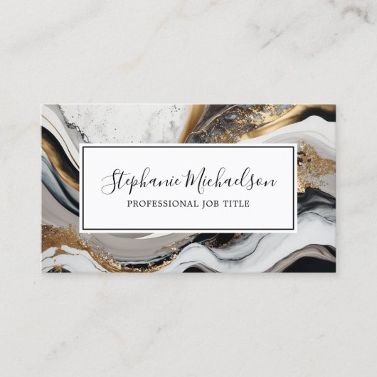 Professional modern zwart Gold Abstract Visitekaartje (Voorkant)