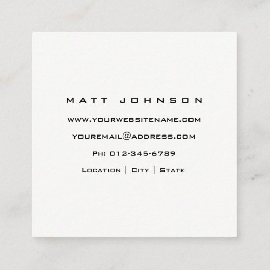 Professional Monogram Black Square Visitekaartje (Achterkant)