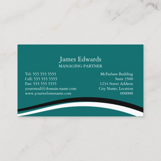 Professional Monogram Blauwgroen Visitekaartje (Achterkant)