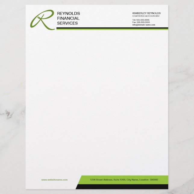 Professional Monogram Business Letterhead Custom Briefhoofd (Voorkant)