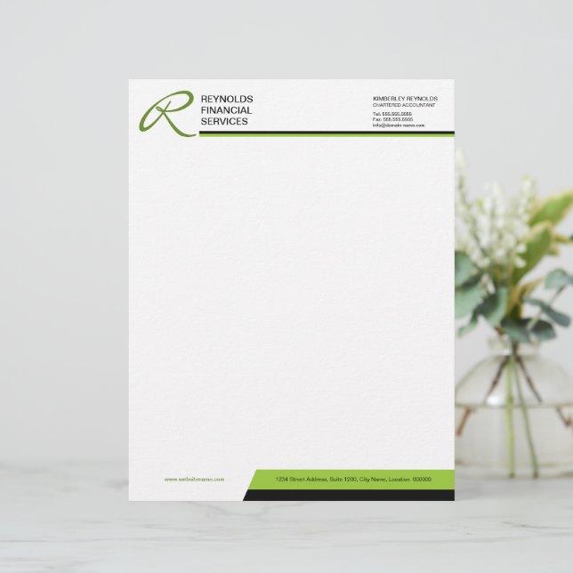 Professional Monogram Business Letterhead Custom Briefhoofd (Staand voorkant)