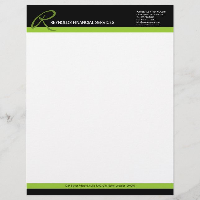 Professional Monogram Business Letterhead Custom Briefhoofd (Voorkant)