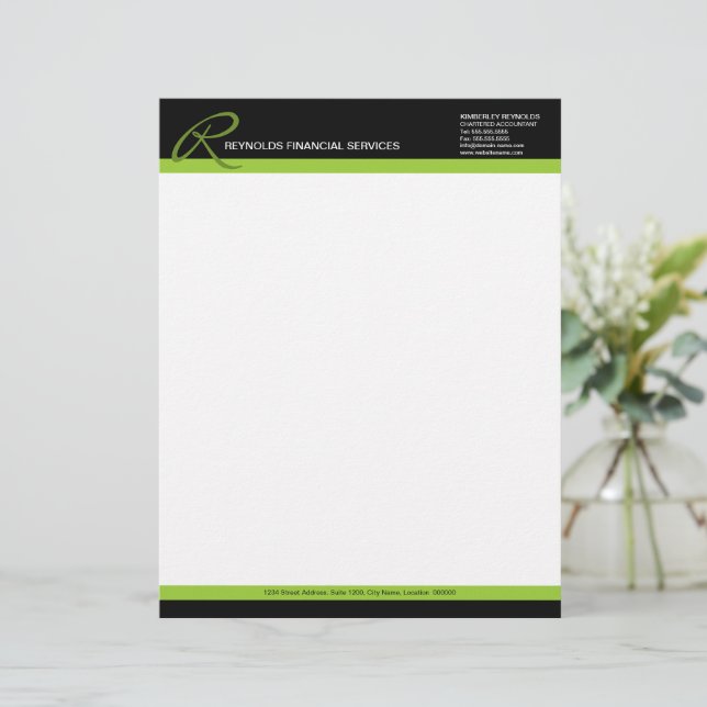 Professional Monogram Business Letterhead Custom Briefhoofd (Staand voorkant)
