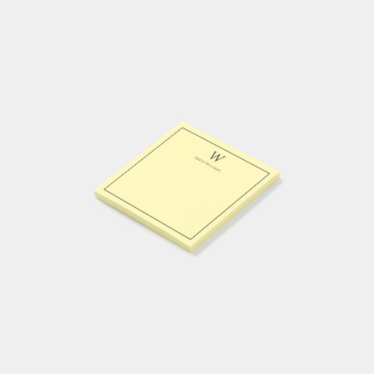 Professional Monogram Classic Pale Yellow Post-it® Notes (Schuin)