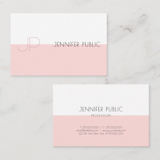 Professional Monogram Elegant Simple Plain Luxe Visitekaartje (Voorkant / Achterkant)