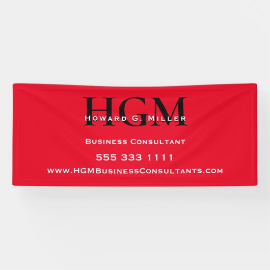 Professional Monogram Logo Red Black Business Spandoek (Horizontaal)
