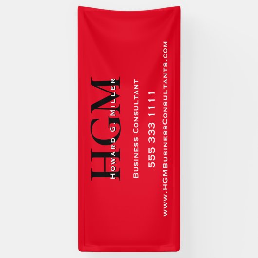 Professional Monogram Logo Red Black Business Spandoek (Verticaal)