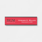 Professional Monogram Logo Rood Zwart wit Deurbordje (Voorkant)