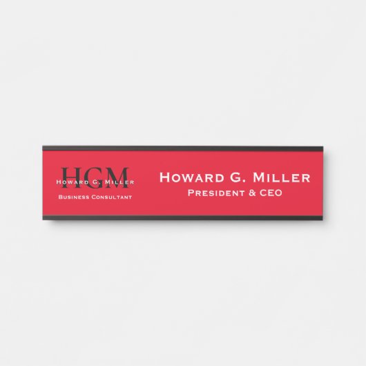 Professional Monogram Logo Rood Zwart wit Deurbordje (Voorkant)