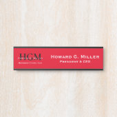 Professional Monogram Logo Rood Zwart wit Deurbordje (Voorkant)