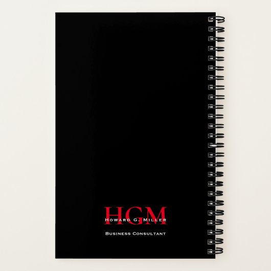 Professional Monogram Logo Rood Zwart-wit Notitieboek (Achterkant)