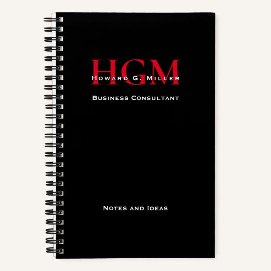 Professional Monogram Logo Rood Zwart-wit Notitieboek (Voorkant)