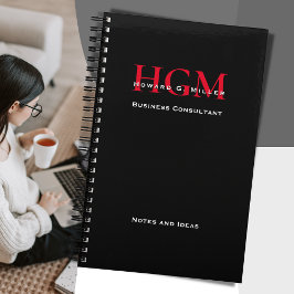 Professional Monogram Logo Rood Zwart-wit Notitieboek