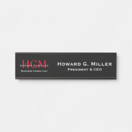 Professional Monogram Logo zwart Rood wit Deurbordje