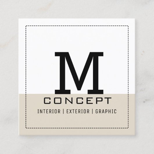 Professional Monogram Modern Bone White Vierkante Visitekaartje (Voorkant)