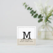 Professional Monogram Modern Bone White Vierkante Visitekaartje (Staand voorkant)