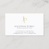 Professional Monogram Modern Classy White Visitekaartje (Voorkant)