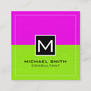 Professional Monogram Modern Limoen Magenta Vierkante Visitekaartje