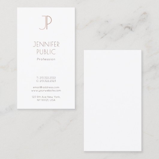 Professional Monogram Plain Elegant Modern Luxury Visitekaartje (Voorkant / Achterkant)