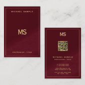 Professional Monogram QR Code Signature UV Matte Visitekaartje (Voorkant / Achterkant)