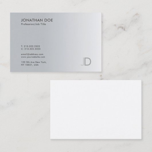 Professional Monogram Silver Kijk elegant Sjabloon Visitekaartje (Voorkant / Achterkant)