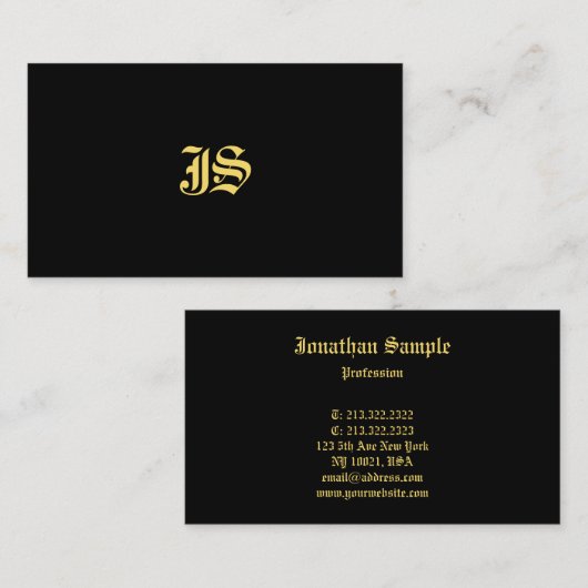Professional Monogram Sjabloon klassieke oude stij Visitekaartje (Voorkant / Achterkant)