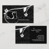 Professional Monogram Visitekaartje Floral Black (Voorkant / Achterkant)