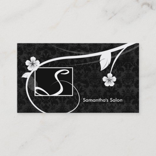 Professional Monogram Visitekaartje Floral Black (Voorkant)