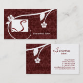 Professional Monogram Visitekaartje Floral Red (Voorkant / Achterkant)