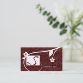 Professional Monogram Visitekaartje Floral Red (Staand voorkant)