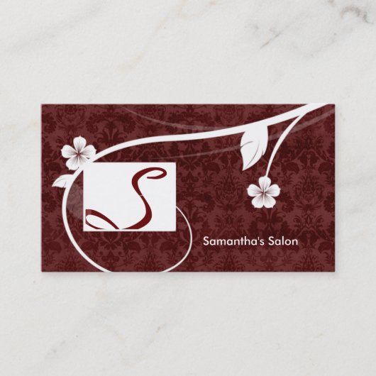 Professional Monogram Visitekaartje Floral Red (Voorkant)