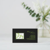 Professional Monogram Visitekaartje Groen zwart (Staand voorkant)